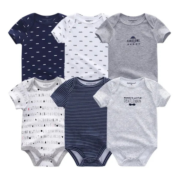 6PCS Baby Jumpsuit Set – Cotton Bodysuits for Newborn Boys & Girls, Spring/Summer Outfits - Himpall