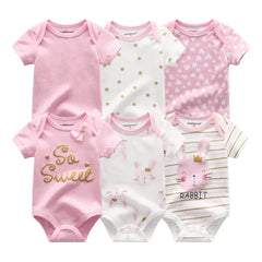 6PCS Baby Jumpsuit Set – Cotton Bodysuits for Newborn Boys & Girls, Spring/Summer Outfits - Himpall