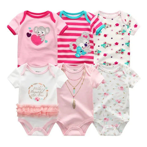 6PCS Baby Jumpsuit Set – Cotton Bodysuits for Newborn Boys & Girls Spring/Summer Outfits - Baby Bodysuits 9 / 12M