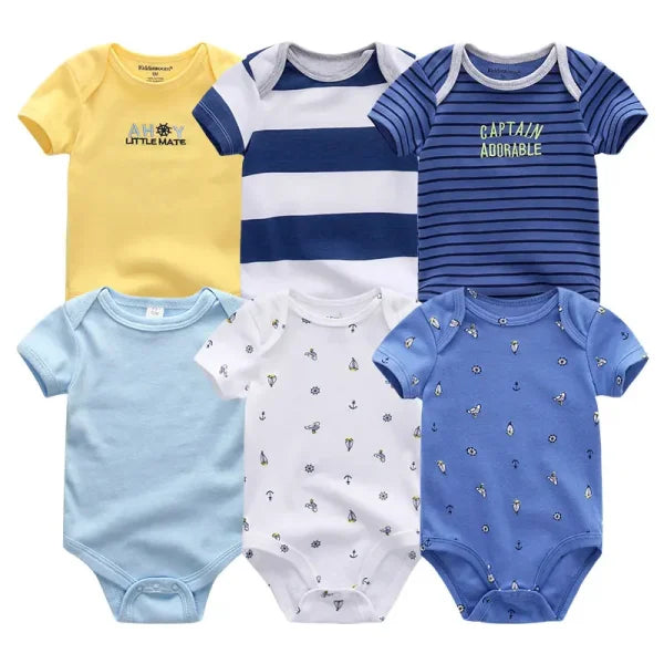 6PCS Baby Jumpsuit Set – Cotton Bodysuits for Newborn Boys & Girls, Spring/Summer Outfits - Himpall