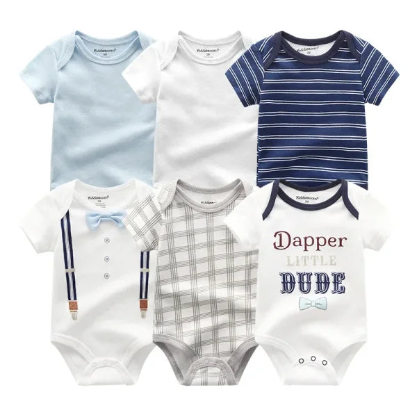 6PCS Baby Jumpsuit Set – Cotton Bodysuits for Newborn Boys & Girls, Spring/Summer Outfits - Himpall