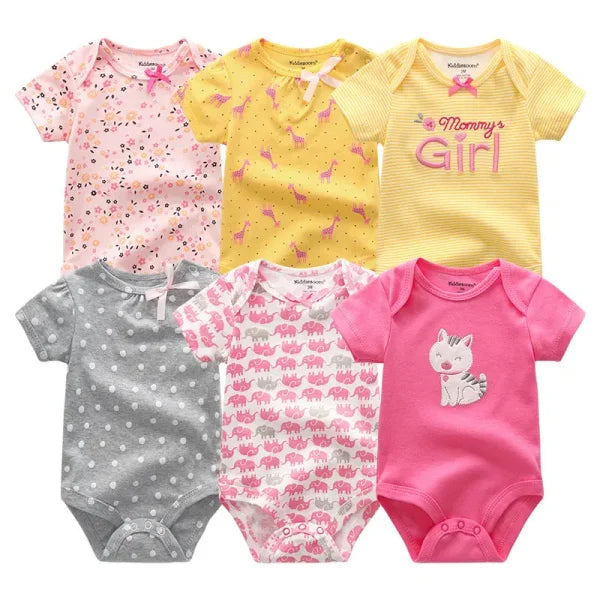6PCS Baby Jumpsuit Set – Cotton Bodysuits for Newborn Boys & Girls, Spring/Summer Outfits - Himpall