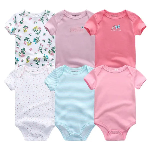 6PCS Baby Jumpsuit Set – Cotton Bodysuits for Newborn Boys & Girls, Spring/Summer Outfits - Himpall