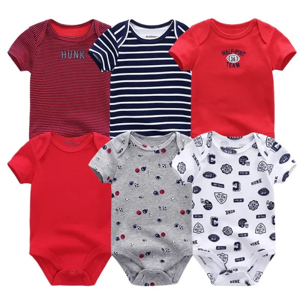 6PCS Baby Jumpsuit Set – Cotton Bodysuits for Newborn Boys & Girls, Spring/Summer Outfits - Himpall
