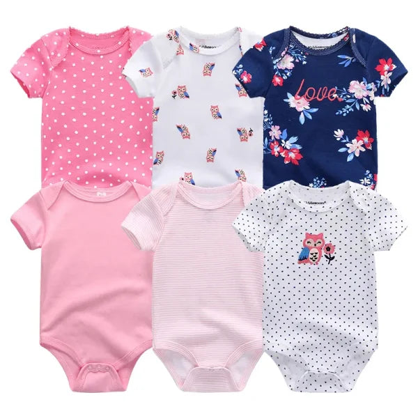 6PCS Baby Jumpsuit Set – Cotton Bodysuits for Newborn Boys & Girls, Spring/Summer Outfits - Himpall