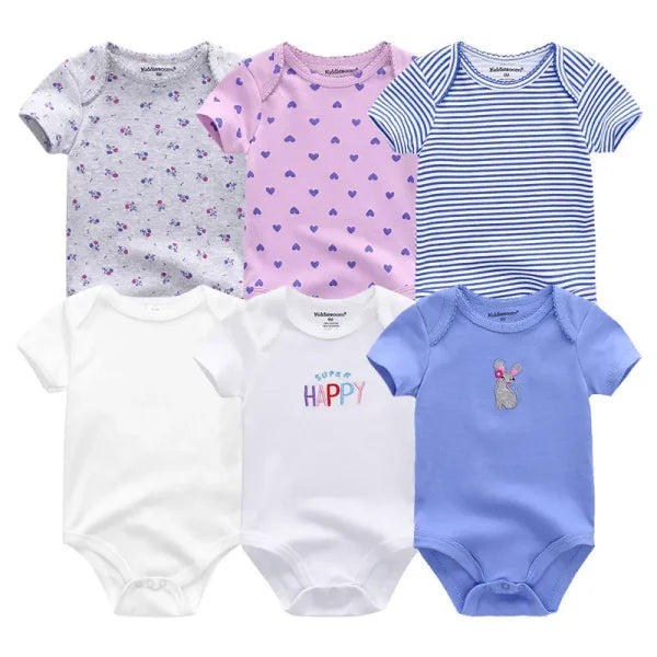 6PCS Baby Jumpsuit Set – Cotton Bodysuits for Newborn Boys & Girls, Spring/Summer Outfits - Himpall
