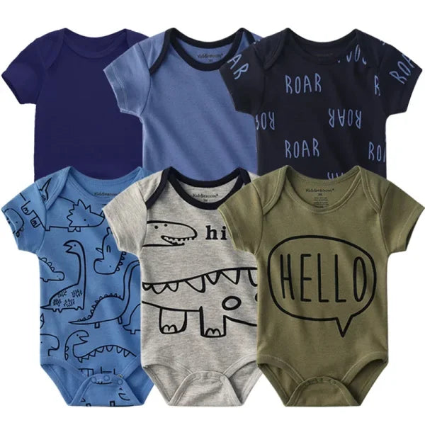 6PCS Baby Jumpsuit Set – Cotton Bodysuits for Newborn Boys & Girls, Spring/Summer Outfits - Himpall