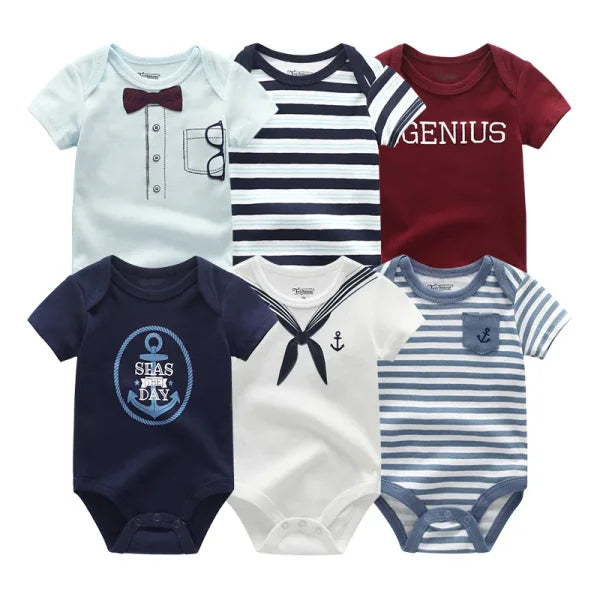 6PCS Baby Jumpsuit Set – Cotton Bodysuits for Newborn Boys & Girls, Spring/Summer Outfits - Himpall
