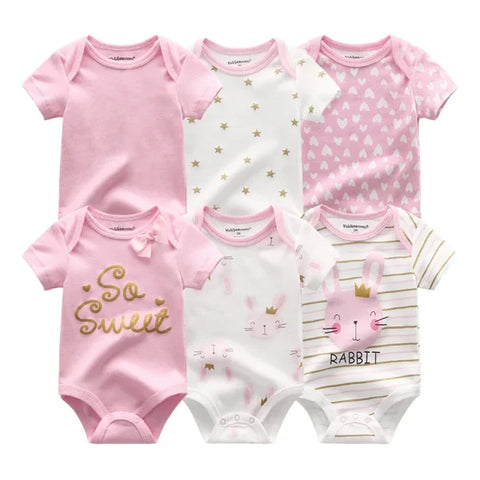 6PCS Baby Jumpsuit Set – Cotton Bodysuits for Newborn Boys & Girls Spring/Summer Outfits - Baby Bodysuits 7 / 12M