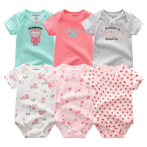 6PCS Baby Jumpsuit Set – Cotton Bodysuits for Newborn Boys & Girls Spring/Summer Outfits - BDS6032 / 12M