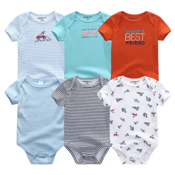6PCS Baby Jumpsuit Set – Cotton Bodysuits for Newborn Boys & Girls, Spring/Summer Outfits - Himpall