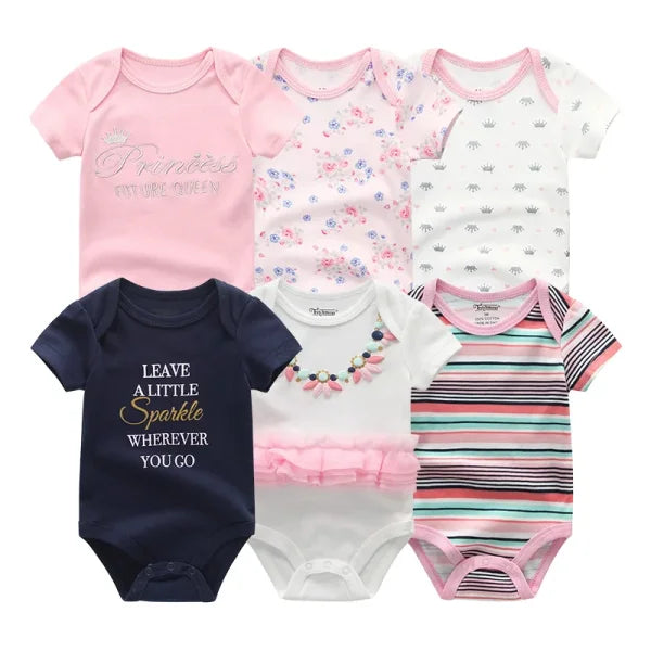 6PCS Baby Jumpsuit Set – Cotton Bodysuits for Newborn Boys & Girls Spring/Summer Outfits - Baby Bodysuits 8 / 12M