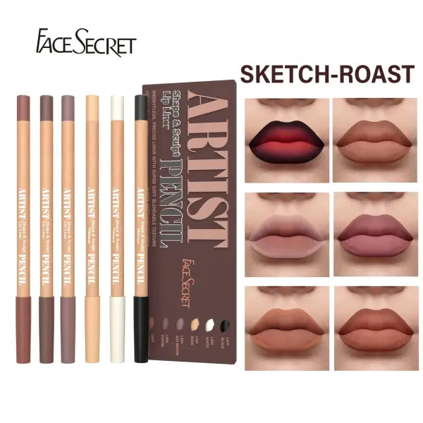 6pcs Velvet Matte Lip Liner Set - Long-Lasting Versatile Shades Longlasting Lip Makeup Berry Brown Pink Lip Pencil