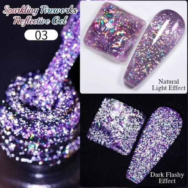 7.5ML Mood Change Aurora Top Coat Gel - Color Changing Glitter Varnish - Sparkling Firework 3
