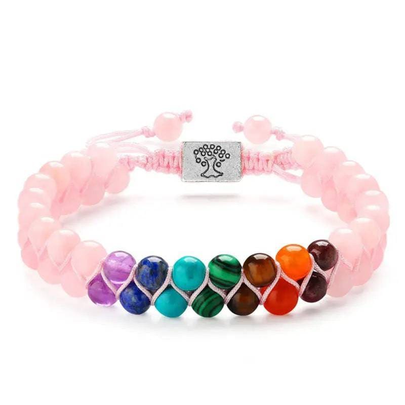 7 Chakra Stone Bracelet – Your Ultimate Healing Crystal Bracelet - 6mm Pink Crystal