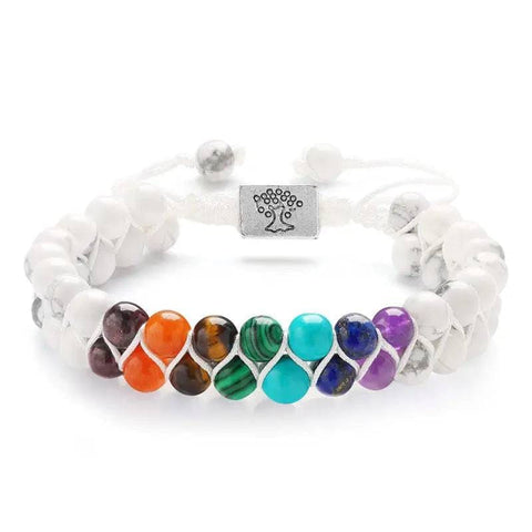 7 Chakra Stone Bracelet – Your Ultimate Healing Crystal Bracelet - 6mm White Turquoise