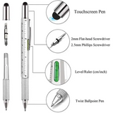 7 in 1 Multifunctional Pen Touch Screen Stylus Capacitive Pen with Screwdriver Ruler Levelgauge Refillable Ballpoint