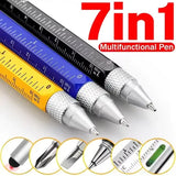 7 in 1 Multifunctional Pen Touch Screen Stylus Capacitive Pen with Screwdriver Ruler Levelgauge Refillable Ballpoint