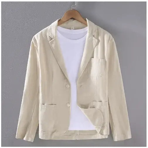 70% Linen 30% Cotton Breathable Men’s Blazer Suit Jacket For Men Black Coat For Summer Business Lightweight Male