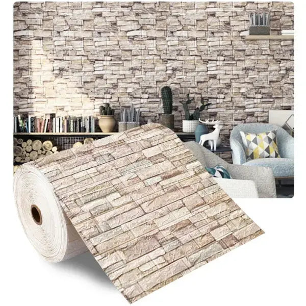 70cmx1/5/10m 3D Wallpaper Decoration Self-adhesive Antique Foam Brick Wallpaper Living Room Bedroom Waterproof 3d Wall