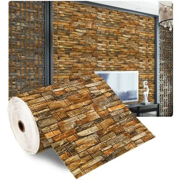 70cmx1/5/10m 3D Wallpaper Decoration Self-adhesive Antique Foam Brick Wallpaper Living Room Bedroom Waterproof 3d Wall
