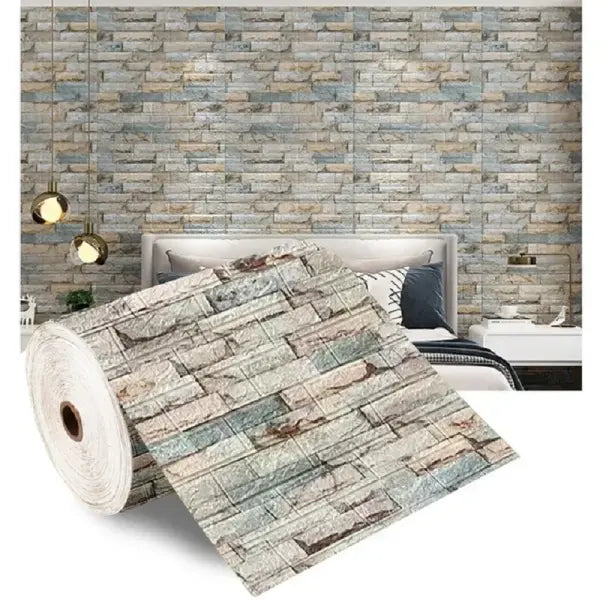 70cmx1/5/10m 3D Wallpaper Decoration Self-adhesive Antique Foam Brick Wallpaper Living Room Bedroom Waterproof 3d Wall