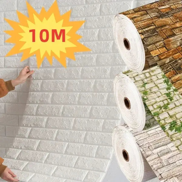 70cmx1/5/10m 3D Wallpaper Decoration Self-adhesive Antique Foam Brick Wallpaper Living Room Bedroom Waterproof 3d Wall