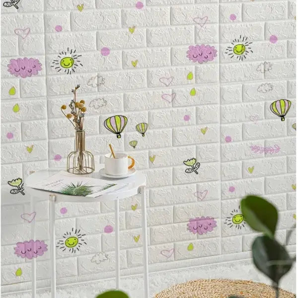 3D Antique Foam Brick Wallpaper: Self-Adhesive Waterproof Wall Stickers (70cm x 1/5/10m) - Balloon / 70cmX5m
