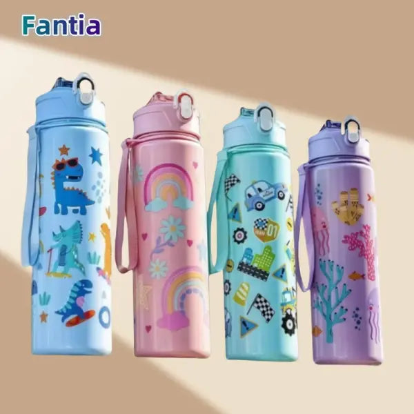 750ml Dinosaur Water Bottle for Kids with Silicone Straw Sippy Cup