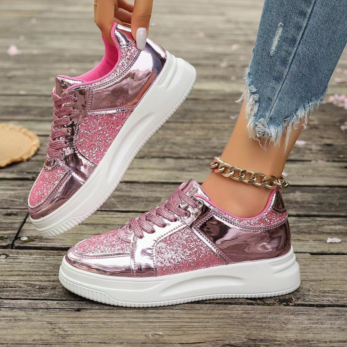 Women Low Heel Round Toe PU Leather Shoes - Rose red / Size36