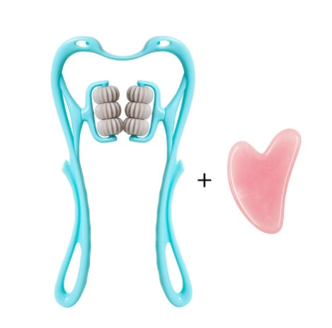 Multifunctional Manual Six-wheel Neck Massager Massage Relieve Roller Massage Tool - Blue6 rollers suit