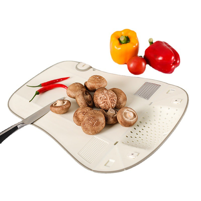 Multifunctional Cutting Board Foldable Ginger Knife For Draining Water - White