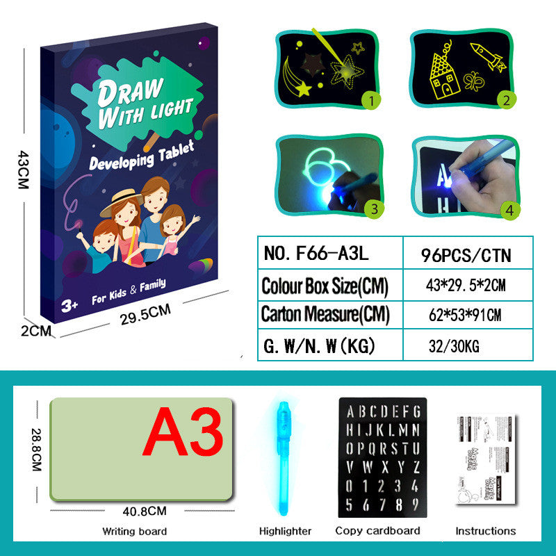 Luminous Drawing Tablet with Flashlight Marker - 10Style / L