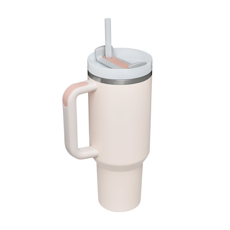 40oz Insulated Stainless Steel Tumbler with Handle and Lid - Rose quartz / 1200ML / 1PC
