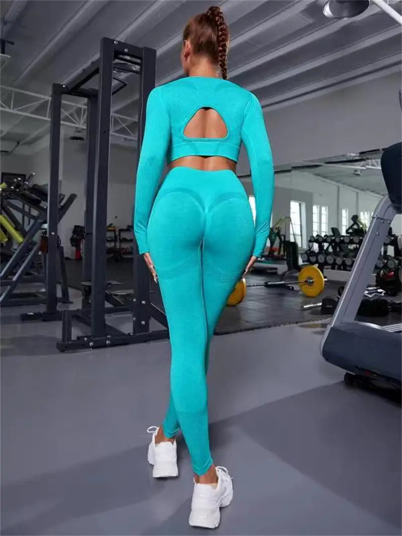 Sports Set - Stylish 2-Piece Fitness Outfit with Butt-Lifting Leggings