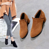 Women High Heel Suede Martin Boots with Side Zipper - Hair Remover