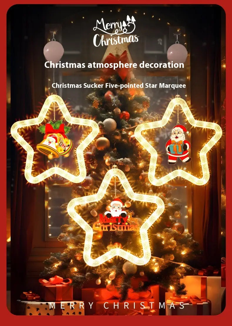 Christmas LED Star Pendant Lights for Holiday Window Decoration