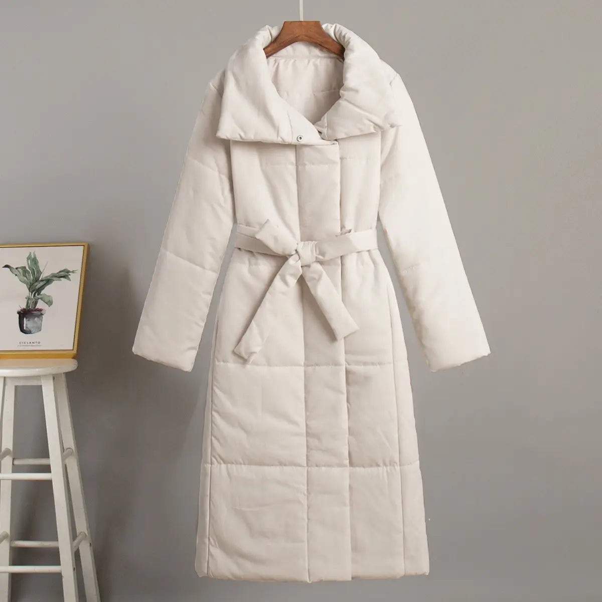 Fashion Large Lapel Long Coat Winter Warm Cotton Jacket for Women