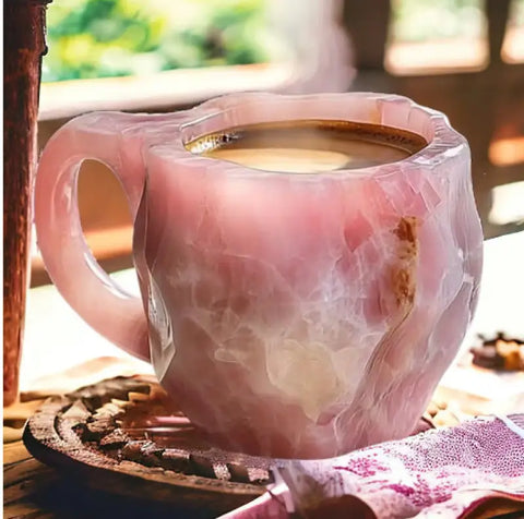 Elegant Resin Crystal Coffee Mug for Home and Workplace Decor - Pink / 10cm High / No inner liner