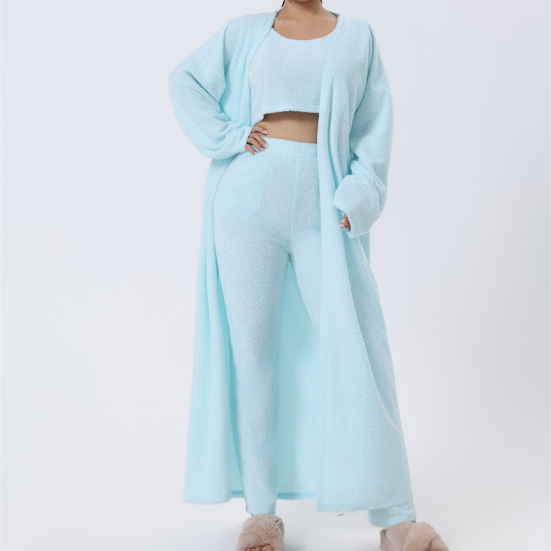 Cozy Pajama Set 3 Piece Lounge Set Cute Loungewear Warm Suit Sets Matching Set Lounge Set 3 Piece Pant Sets Women