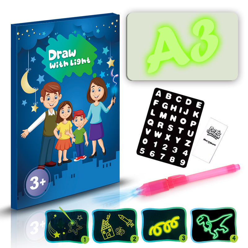 Luminous Drawing Tablet with Flashlight Marker - English A3 / L