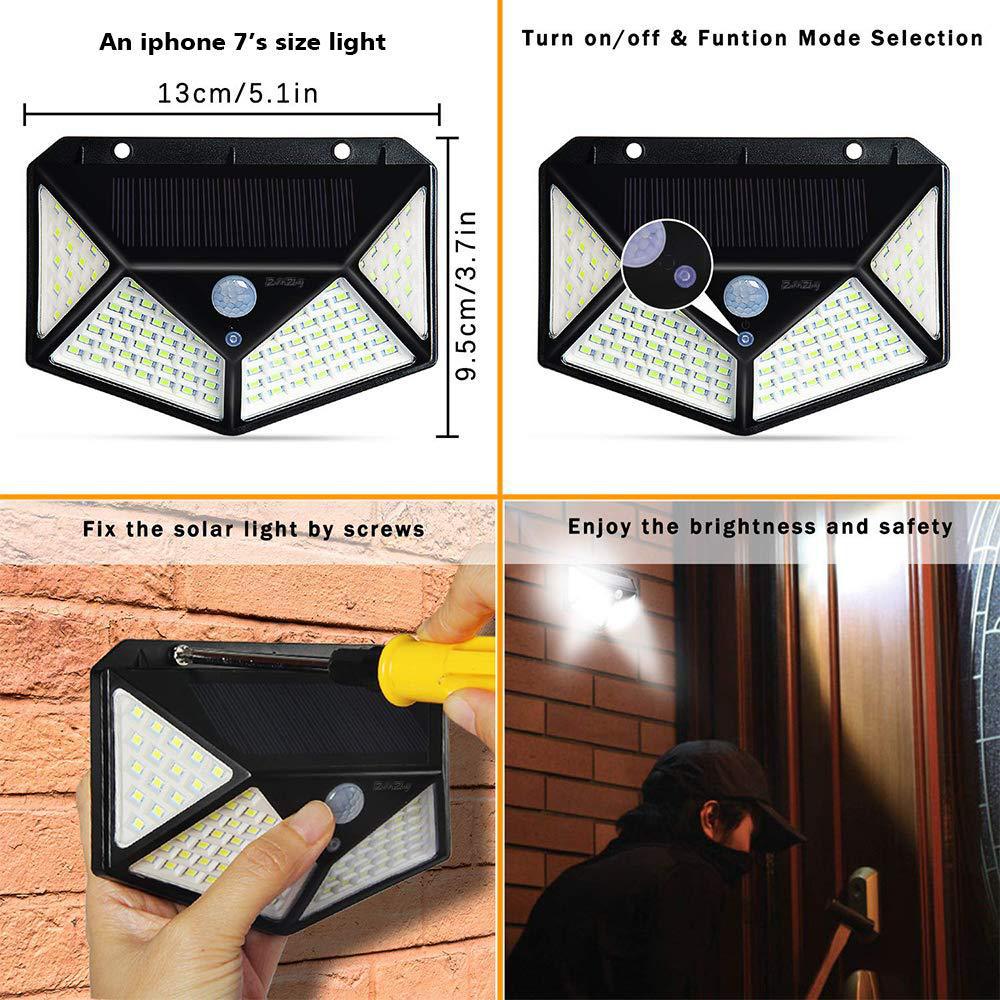 100LED Solar Waterproof Wall Lamp with Human Body Induction