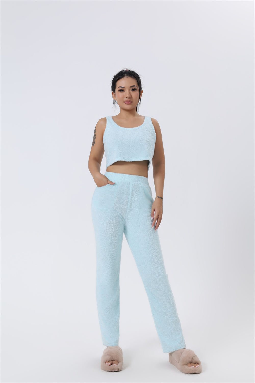 Cozy Pajama Set 3 Piece Lounge Set Cute Loungewear Warm Suit Sets Matching Set Lounge Set 3 Piece Pant Sets Women