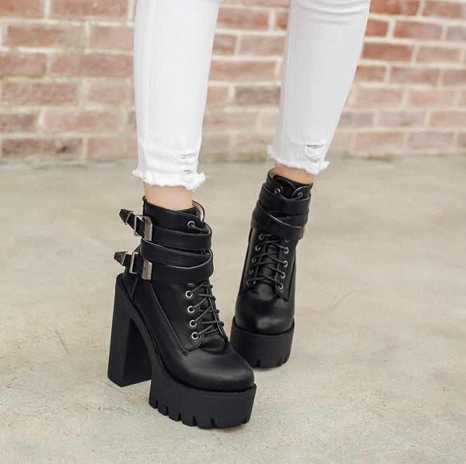 Platform Women Ankle Boots with mso-number-format general Style