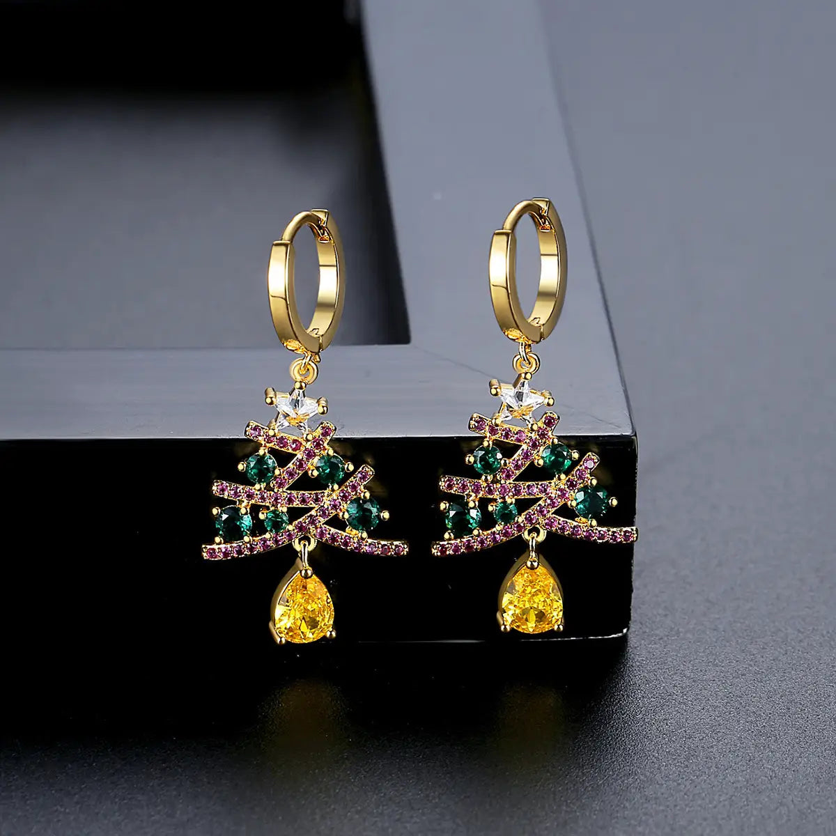 Christmas Tree Rhinestone Earrings for Shining Women’s Jewelry