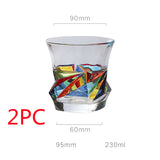 European Style New Enamel Whisky Glass With Colorful Woven Pattern - 1 Style / 2PCS - Hair Remover