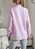 Striped Long Sleeve Shirt Fashion Ruffle Design Button Up Tops Casual Office Blouse Elegant Commuting Women’s Clothing