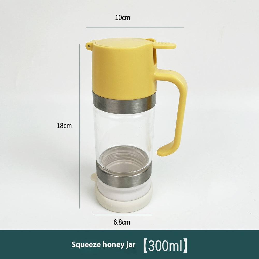Borosilicate Glass A Bottle Of Honey Food Grade Press Type Dripper - 300ml / 18x10x6.8