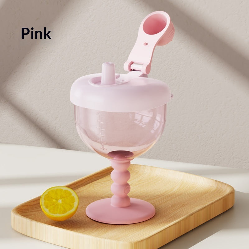 Household Children’s Straw Water Bottle - Pink English Color Box - None