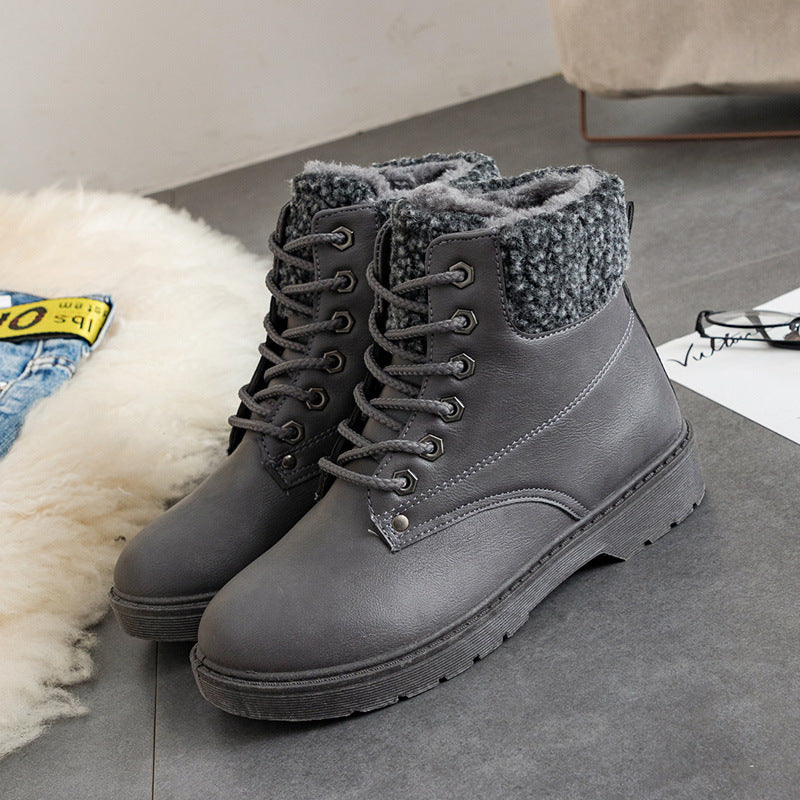 Suede Women Snow Boots with Artificial Wool Lining